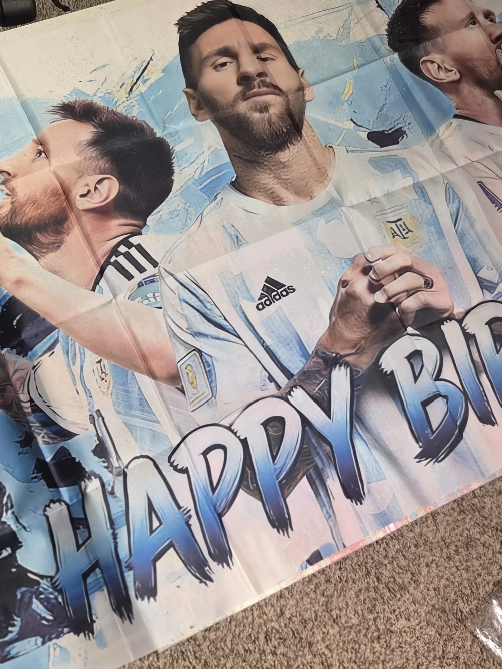 Lionel Messi Argentina Poster Banner - Light Blue & White